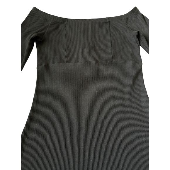 Daily Practice Stretch Ribbed Bell Sleeve Mini Dress Black Size XS - Picture 12 of 13